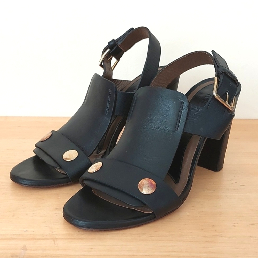 Marni Heeled Black Leather Sandals
